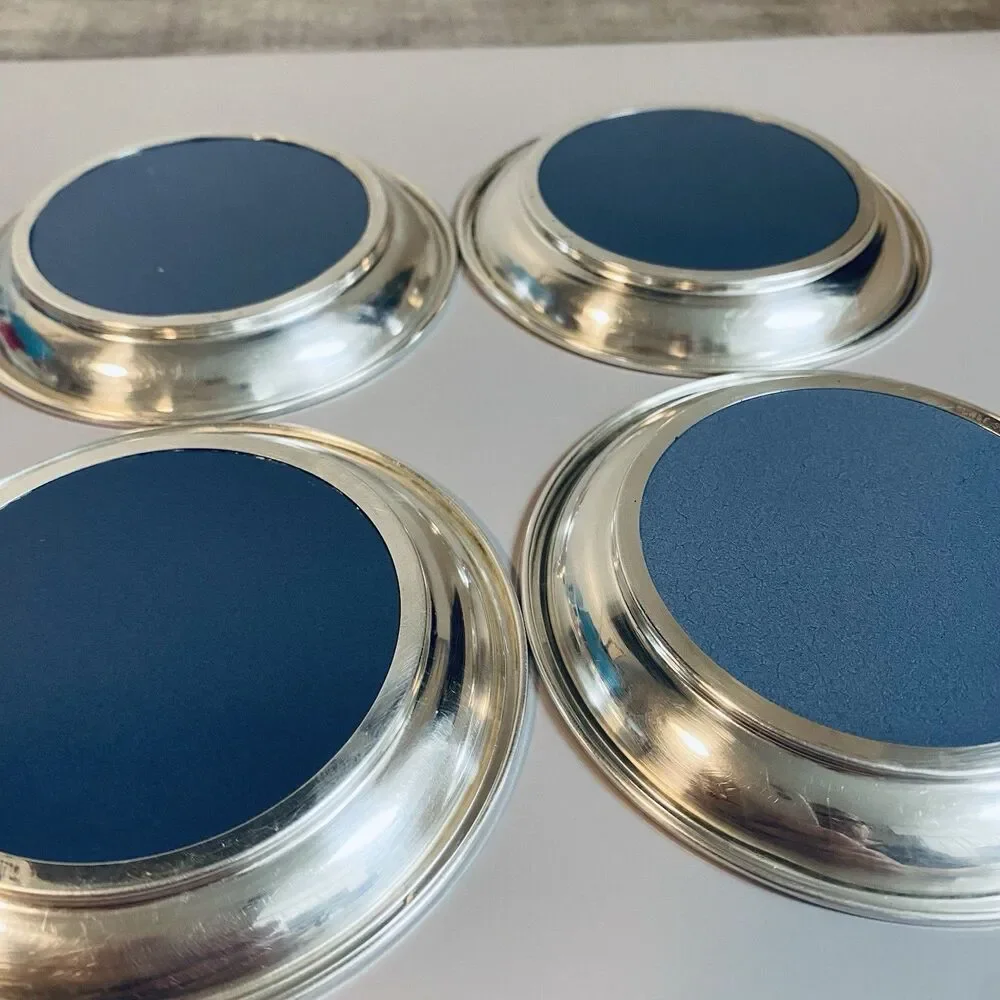 Vintage Mid Century Towle Sterling & Enamel Coaster Set Of 4